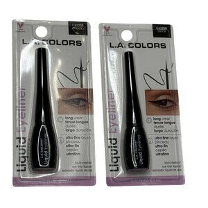 L A Colors Liquid Eyeliner Black Long Wear Ultra Fine Brush 2 Pack